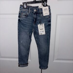 Zara-Super Elastic Fit. Distressed Blue Denim Jeans